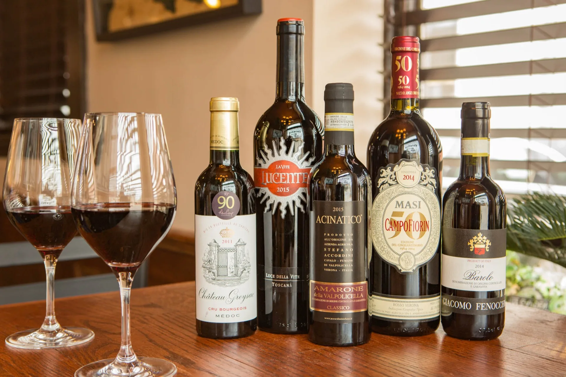 Wine selection at Rozafa Mediterranean Bistro